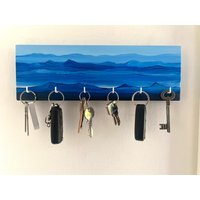 Schlüsselbrett „Landscape Design" Blau Handgemalt von SpreewaldAnker