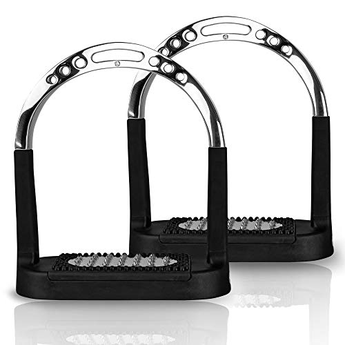 Sprenger Steigbügel gedreht Flexcite Grip, zur Entlastung des Fußgelenks I Bügel mit breiter Anti-Rutsch Trittfläche 120 mm, gelenkschonend, Edelstahl von Herm Sprenger