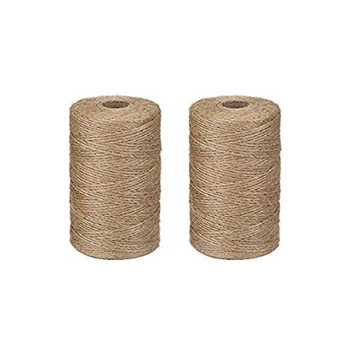 2pcs/200m/2mm Jute-Schnur, Dicker Faden aus natürlicher Jute für Floristik, Geschenke, DIY, Dekoration, Bündel, Geschenkverpackung,Garten und Recyceln (Braun) von Sprießen