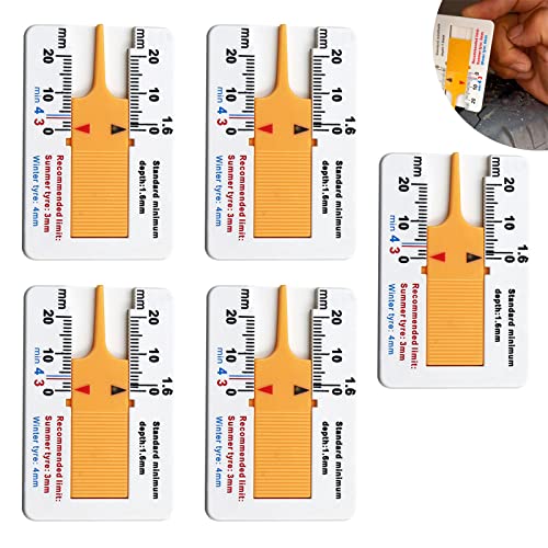 5 Stücke Reifenprofiltiefenmesser Vernier Tiefenmessschieber Profiltiefenmesser Kunststoff 0-20 mm Tiefe Meter Tragbar Tiefenmessschieber für Auto Motorrad Van SUV LKW von Sprießen