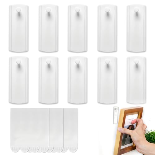 Klebenagel FüR Bilderrahmen,BeschäDigungsfreie Bilderhaken Selbstklebend Mit 10 NäGel Und 12 Klebestreifen,3x7.5 cm Bilder Bilder AufhäNgen Ohne Bohren Bilderhaken Selbstklebend FüR Poster von Sprießen