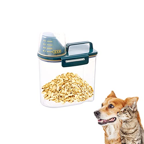 Sprießen 1Pcs Pet Futtercontainer Aufbewahrung,Trockenfutterbehälter Hund,Trockenfutterbehälter Katze,Trockenfutterbehälter,mit Messbecher ,1.5Liter,15,5 x 11 x 22 cm(blau) von Sprießen