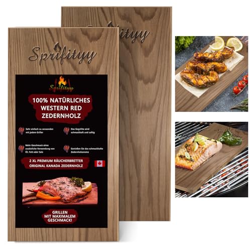 Sprifityy 2 Stück Zedernholzbrett zum Grillen- Mittel (30 x 14cm),Räucherbretter,aus Zedernholz hergestellt aus 100% natürlichem,Grillbretter,langlebig & wiederverwendbar von Sprifityy