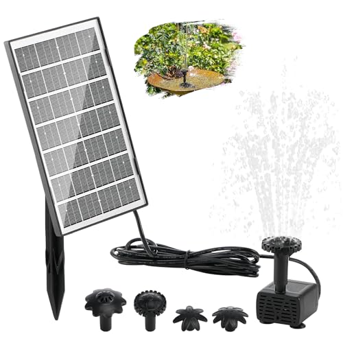 Sprifityy Teichpumpe solar 3.5W,Solar Springbrunnen, Glas DIY Solar Teichpumpe,Solar schwimmender Fontäne Pumpe,mit 3M Kabel & 5 Fontänenstile,für Gartenteich Springbrunnen Vogel-Bad Fisch Behälter von Sprifityy