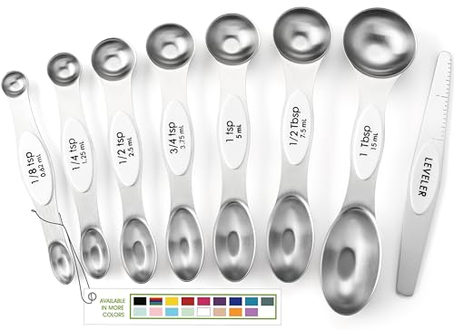 Spring Chef Magnetisches Messlöffel-Set, doppelseitig, Edelstahl, passt in Gewürzgläser, weiß, 8 Stück Spring Chef Magnetisches Messlöffel-Set, doppelseitig, Edelstahl, passt in Gewürzgläser, weiß, 8 Stück von Spring Chef