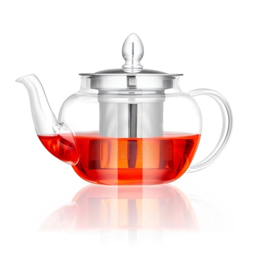 Spring Chef Teekanne aus Borosilikatglas mit Teesieb, langlebige Teekanne für losen Tee, transparente, runde Glas-Teekanne, 400 ml Spring Chef Teekanne aus Borosilikatglas mit Teesieb, langlebige Teekanne für losen Tee, transparente, runde Glas-Teekanne, 400 ml von Spring Chef