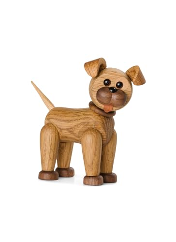 Happy The Dog | lustiger, Kleiner Hund | handgemachte, bewegliche DEKOFIGUR aus Holz | Geschenkidee aus Eichenholz, Nussbaum und Esche | Dänisches Design | von Spring Copenhagen
