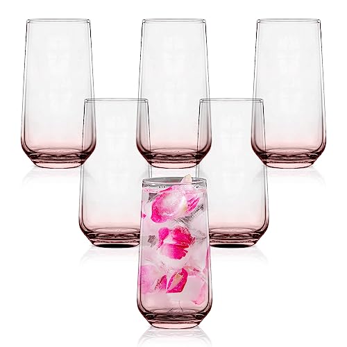 Spring & Autumn 6 Stück Wassergläser Set für Cokctails & Mocktails Trinkgläser Set Highball Gläser (ROSE 470 ML) von Spring & Autumn