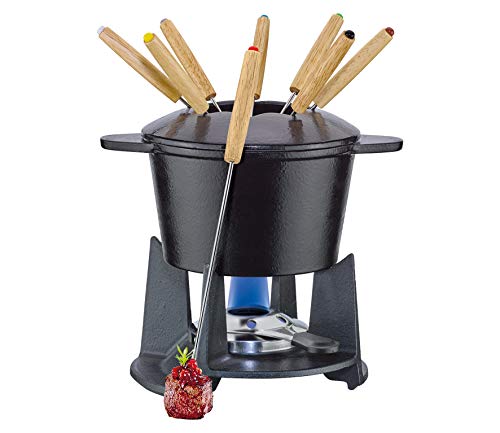 Gusseisen Fondue-Set GRENOBLE schwarz, Ø 15,5 cm mit 8 Fonduegabeln von Spring