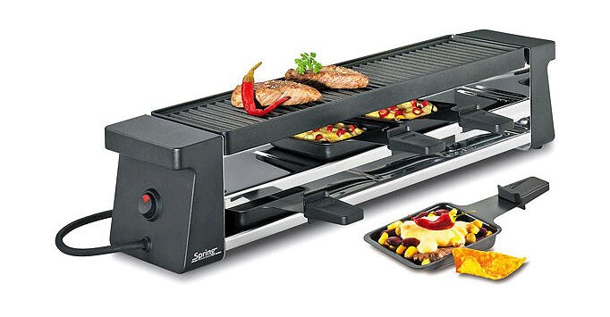 Raclette für 4 55x12x11 cm Compact schwarz von Spring