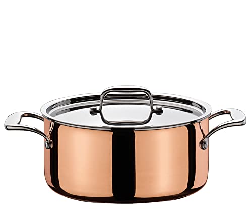 Spring CULINOX Bratentopf mit Deckel | Ø: 16cm, Höhe: 7,5 cm | 1,4 ltr | 0,5 mm Außenschicht aus Kupfer | rostfreier Edelstahl Topf | induktionsgeeignet | Für alle Herdarten | Kochtopf Edelstahl von Spring