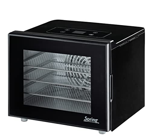 Spring Dörrautomat Basic 30, 0 × 25, 5 21, cm Horizontales Dörrsystem 35 °C bis 70 Zeitschaltuhr 1 24 Stunden Sichtfenster mit Dörgitter und Tablett für Fruchtleder, 3812407001, Edelstahl von Spring