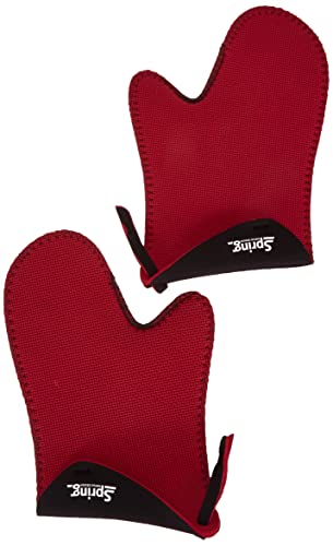 Spring GRIPS Ofenhandschuhe Hitzebeständig | Neopren | -40° bis 250°C | rutschfest | universelle Größe, 23x15cm | Rot | Topfhandschuhe Set von Spring