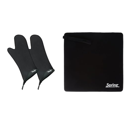 Spring Grips Ofenhandschuhe Hitzebeständig | Neopren & 2094045102 Grips Topflappen 1 Paar, Stoff, schwarz, 1,6 x 18,4 x 21,4 cm von Spring