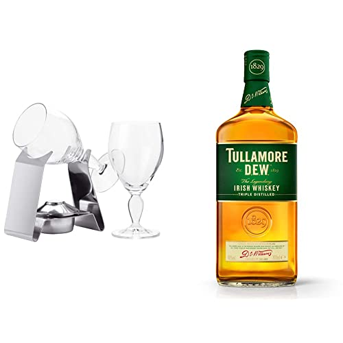 Spring Irish Coffee Set | inkl. 2 Irish Coffee Gläsern | Rechaud aus Edelstahl mit Brenner | Cocktail Zubehör | Eiskaffee Gläser groß & Tullamore DEW Original Blended Irish Whiskey, 70cl von Spring
