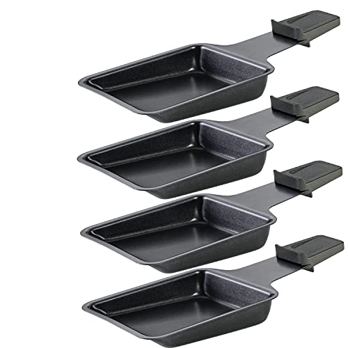 Spring Raclette Compact Pfännchen 4 Stück, Edelstahl, schwarz, 4.6 x 12 x 21.2 cm von Spring
