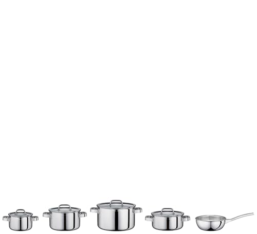 Spring Topf-Set FINESSE2+, 5-teilig, Mehrschichtige Edelstahl Töpfe mit Deckel, Backofengeeignet, Innenskalierung, Kochtopf Ø 16, 20, 24 cm, Bratentopf Ø 20 cm, Sauteuse Ø 16 cm von Spring