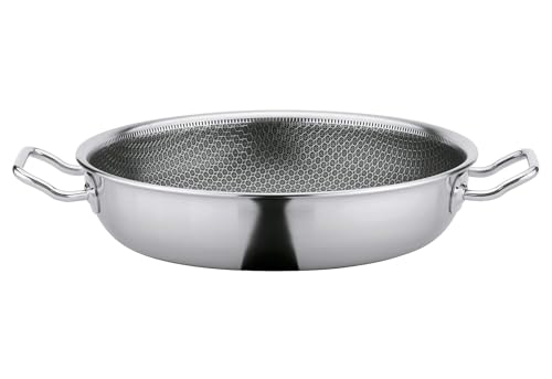 Spring Vulcano Cut Resist PURE Ø 28 cm, Edelstahl, Antihaftbeschichtet, 100% PFAS frei, Induktionsgeeignet, 5-lagen Mehrschichtmaterial, Kratzfest, Ofen feste Servierpfanne von Spring
