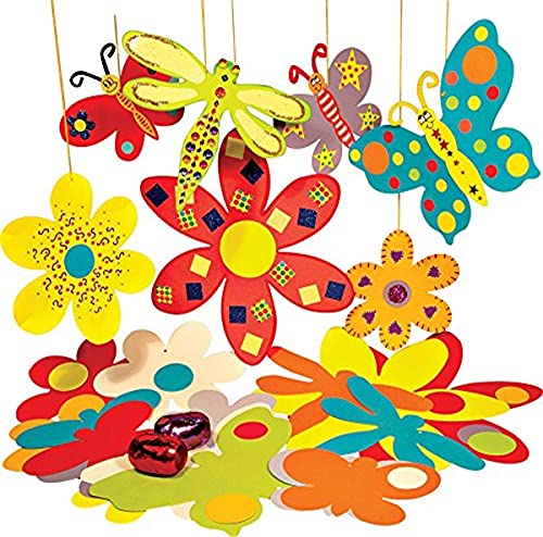 Springboard Hängende Blumen und Schmetterlinge Klassenzimmer-Aktivitätspaket – farbige Kartenformen und Papierband-Set – Schulbedarf für Lehrer – Kunst und Handwerk für Kinder – 70 Stück von Springboard Supplies