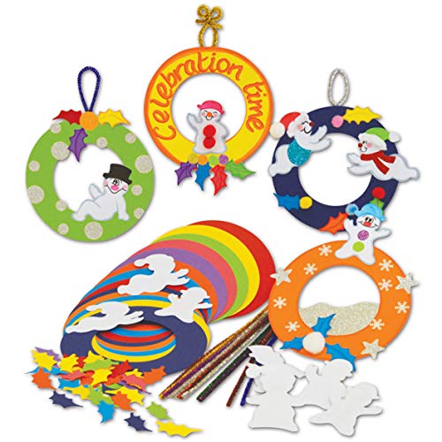 Springboard 10392 Weihnachtsbastelset Schneemann-Kränze, Aktivitäten-Packung, 30 Stück von Springboard Supplies