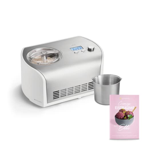 SPRINGLANE Eismaschine Elli 1,2 L mit selbstkühlendem Kompressor 135 W inkl. Edelstahl Zusatzbehälter, Eiscrememaschine aus Edelstahl mit entnehmbarem Eisbehälter, inkl. Rezeptheft von Springlane Kitchen