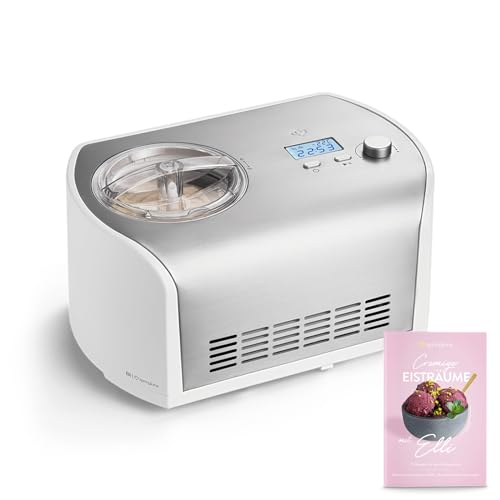 SPRINGLANE Eismaschine Elli 1,2 L mit selbstkühlendem Kompressor 135 W, Eiscrememaschine aus Edelstahl mit entnehmbarem Eisbehälter, inkl. Rezeptheft von Springlane Kitchen