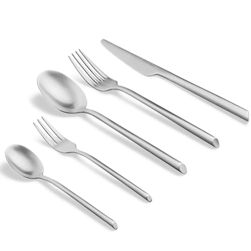 SPRINGLANE Besteck Set 20-tlg. Edelstahl matt, Robustes Besteckset für 4 Personen aus rostfreiem 18/10 Edelstahl, Essbesteck mit Messer, Gabel, Esslöffel, Teelöffel und Kuchengabel von Springlane Kitchen