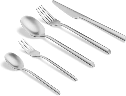 SPRINGLANE Besteck Set 40-tlg. Edelstahl matt, Robustes Besteckset für 8 Personen aus rostfreiem 18/10 Edelstahl, Essbesteck mit Messer, Gabel, Esslöffel, Teelöffel und Kuchengabel von Springlane Kitchen