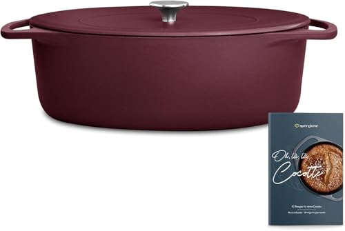 SPRINGLANE Cocotte mit Deckel, Rot, oval, 33 cm, 6,5 L, Gusseisen Bräter, Schmortopf Induktion… von Springlane Kitchen