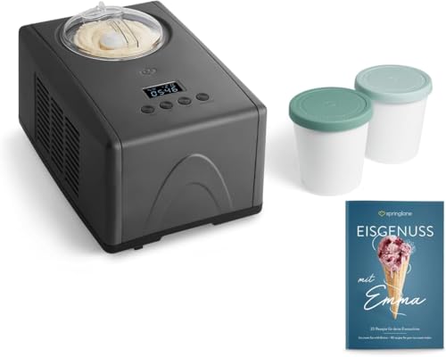 SPRINGLANE Eismaschine Emma 1,5 L mit selbstkühlendem Kompressor 150 W, aus Edelstahl mit entnehmbarem Eisbehälter, inkl. Rezeptheft (Anthrazit, Eismaschine + 2 Aufbewahrungsbehälter Mint) SPRINGLANE Eismaschine Emma 1,5 L mit selbstkühlendem Kompressor 150 W, aus Edelstahl mit entnehmbarem Eisbehälter, inkl. Rezeptheft (Anthrazit, Eismaschine + 2 Aufbewahrungsbehälter Mint) von Springlane Kitchen