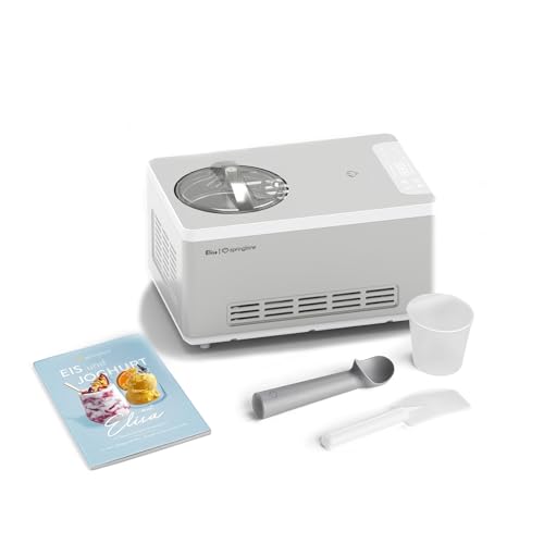 SPRINGLANE Eismaschine & Joghurtbereiter Elisa 2,0 L mit selbstkühlendem Kompressor 220 W, aus Edelstahl mit Kühl- und Heizfunktion, inkl. Rezeptheft (Elisa Silber) von Springlane Kitchen