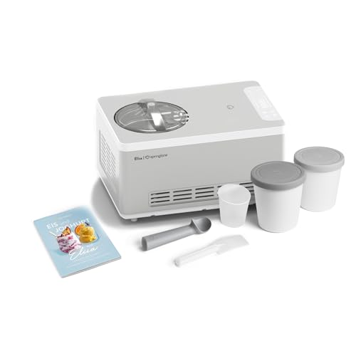 SPRINGLANE Eismaschine & Joghurtbereiter Elisa 2,0 L mit selbstkühlendem Kompressor 220 W, aus Edelstahl mit Kühl- und Heizfunktion (Elisa Silber, Eismaschine + 2 Eisbehälter Grau) von Springlane Kitchen