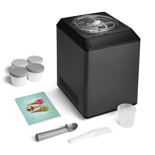SPRINGLANE Eismaschine & Joghurtbereiter Erika 2,5 L mit selbstkühlendem Kompressor 250W, Eiscrememaschine Edelstahl mit Kühl- und Heizfunktion, inkl. Rezeptheft (Erika + 4 Behälter Mini 400ml Grau) von Springlane Kitchen