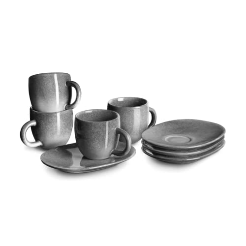 SPRINGLANE Espressotasse mit Untertasse Misty Cliff 4er-Set, Steingut von Springlane Kitchen