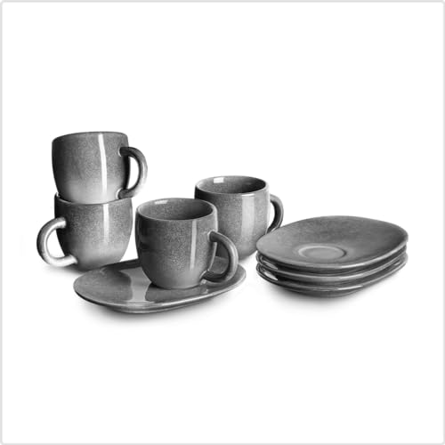 SPRINGLANE Espressotasse mit Untertasse Misty Cliff 4er-Set, Steingut von Springlane Kitchen