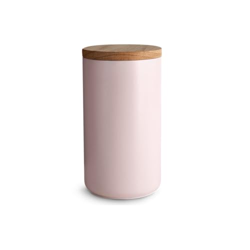 SPRINGLANE Keramik Vorratsdosen mit Holzdeckel Sweet Scandi, Kautschukholz-Deckel, Aufbewahrungsdosen, Frischhaltedosen - 1x Rosa: 10x18cm von Springlane Kitchen