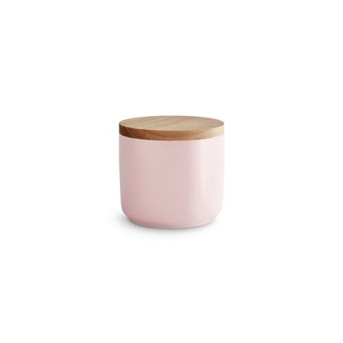 SPRINGLANE Keramik Vorratsdosen mit Holzdeckel Sweet Scandi, Kautschukholz-Deckel, Aufbewahrungsdosen, Frischhaltedosen - 1x Rosa: 10x9cm von Springlane Kitchen