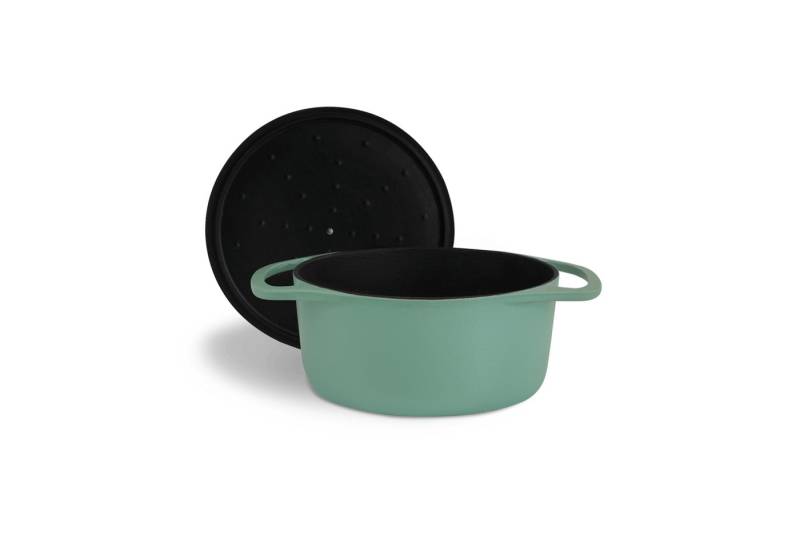 Springlane Bräter Cocotte Mint mit Deckel, Gusseisen, 4 L, Ø 24cm, Rund, Gusseisen emailliert, Edelstahl, Ideale Feuchtigkeitsverteilung durch Tropfenstruktur von Springlane