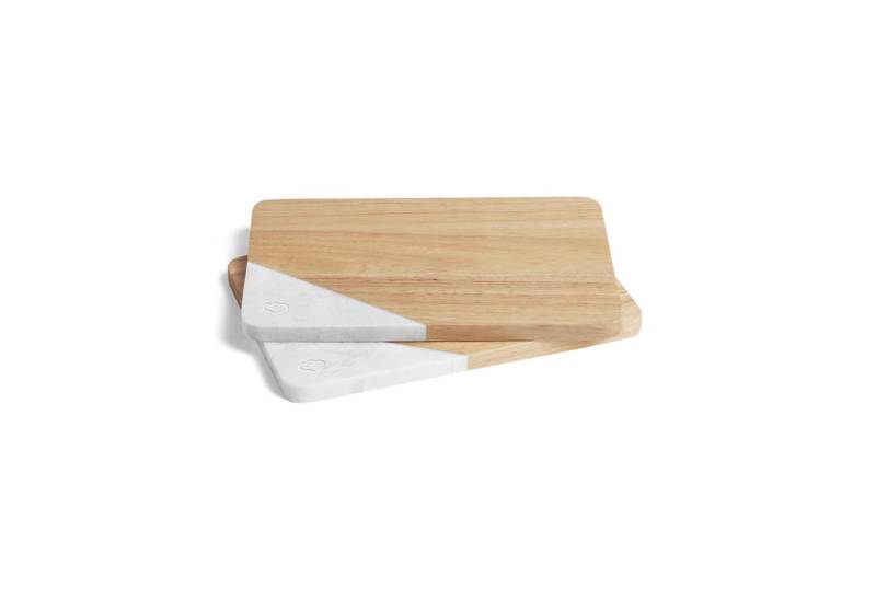 Springlane Schneidebrett & Servierbrett - Kautschukholz & Marmor - verschiedene Ausführungen, Kautschukholz Marmor, (2-St), 2er-Set Schneide-& Frühstücksbrettchen, 28 x 18 x 1,5 cm von Springlane
