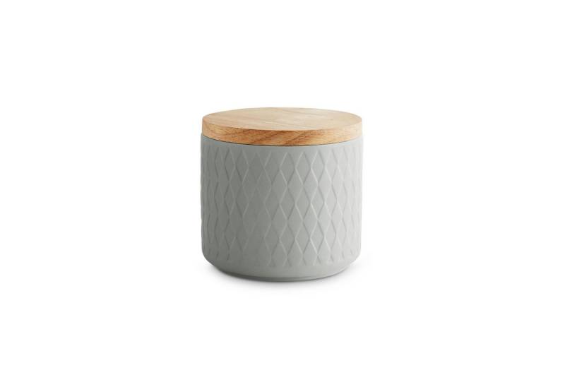 Springlane Vorratsdose SPRINGLANE Keramik Vorratsdosen mit Holzdeckel 10,1 x 9,3 cm hellgrau, Keramik, Holz, Silikon von Springlane