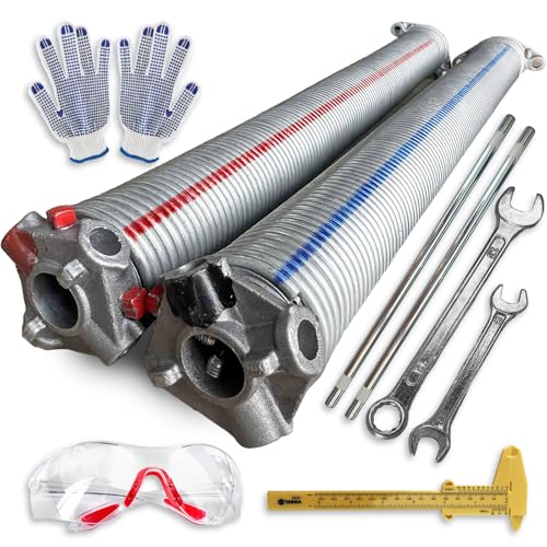 KASTOM Garagentor Torsionsfedern Set SPRINGSERVICE verzinkt 1 Paar Federn links rechts – Ersatzfedern Torfeder Satz + Zubehör – Größen 51 5,0–6,5 mm für Sektionaltor von Springservice