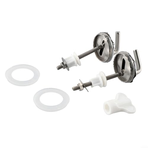 1 Paar Edelstahl-Toilettensitz-Befestigungsscharniere für Wand-WCs, mit verstellbaren Nylon-Unterlegscheiben, Ersatz-Hardware-Set von Springwillfly