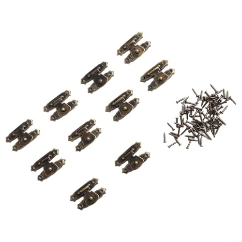 10 Stück Antik Bronze Gold Schmuckschatulle Koffer Riegel Verschluss Verschlüsse für Holzkisten und Bastelprojekte (Bronze) von Springwillfly