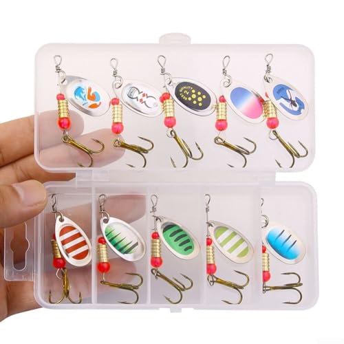 10 x mehrfarbige Metall-Löffel-Spinner zum Angeln, ideal für Süß- und Salzwasser (A) von Springwillfly
