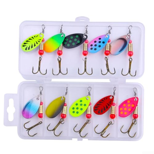 10 x mehrfarbige Metall-Löffel-Spinner zum Angeln, ideal für Süß- und Salzwasser (B) von Springwillfly