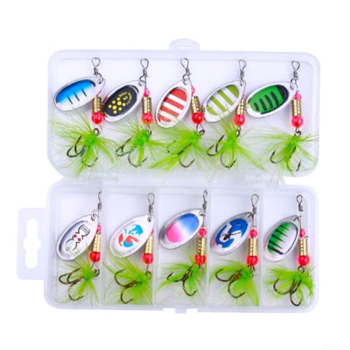 10 x mehrfarbige Metall-Löffel-Spinner zum Angeln, ideal für Süß- und Salzwasser (C) von Springwillfly