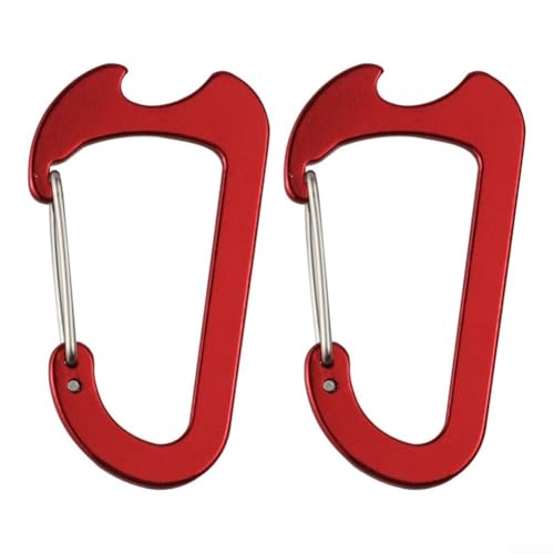 2 x Karabiner aus Aluminiumlegierung für effizientes Getriebemanagement bei Outdoor-Aktivitäten (rot) von Springwillfly