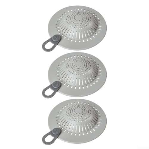 3 Stück Silikon-Duschabflusssieb mit doppeltem Filtersystem und rutschfestem Design für effektives Auffangen von Haaren und Schmutz in Badewanne und Dusche (grau, 3 Stück) von Springwillfly