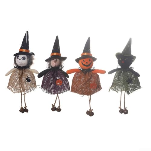 4 Halloween-Hängedekorationsset mit Kürbis, Hexe und schwarzer Katze zur Verbesserung der Atmosphäre auf Partys und Feiertagsveranstaltungen (Dude Hanger) von Springwillfly
