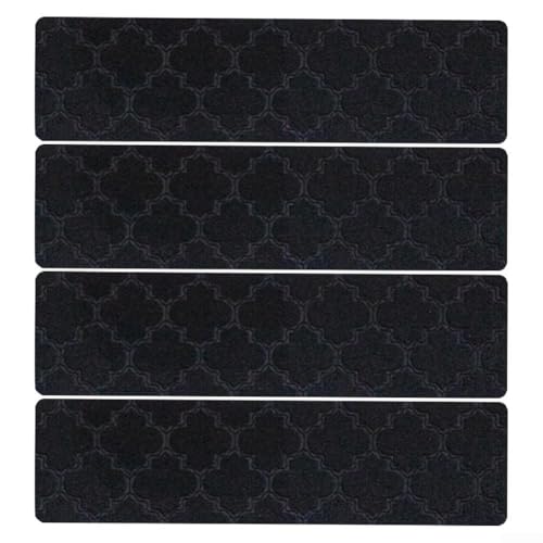 4 waschbare rutschfeste TPR-Stufenmatten mit anpassbarer Passform für mehr Sicherheit und Komfort (schwarz) von Springwillfly